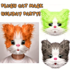 Halloween Plush Animal Head Covers Masquerade Cat Headgear
