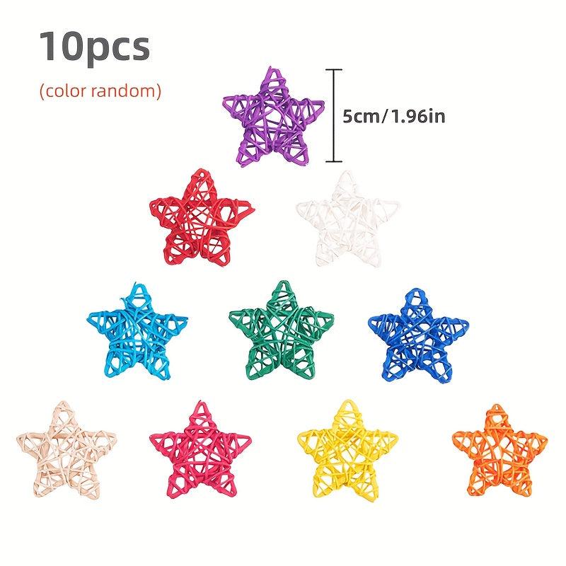 10pcs Colorful Star Vine Balls Party Decoration Halloween Christmas Gift