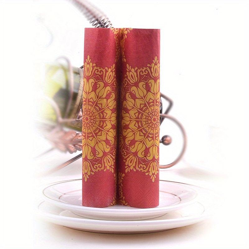20pcs Wine Red Meal Pad Paper Wedding Banquet Napkin