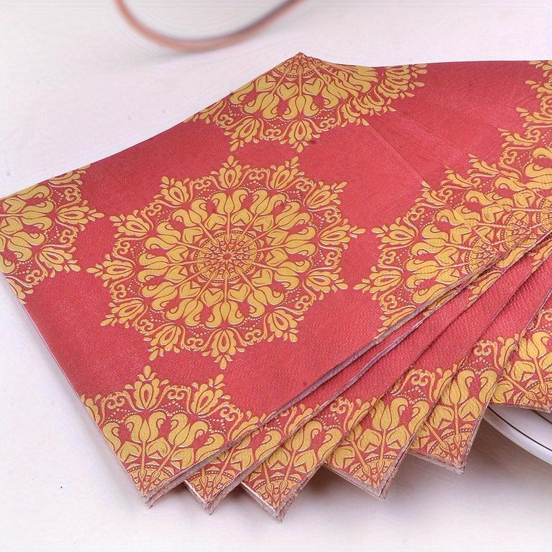 20pcs Wine Red Meal Pad Paper Wedding Banquet Napkin