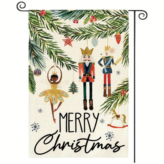 Christmas Nutcracker Garden Flag 30 48x45 72 Cm Double Sided Burlap Xmas Decor