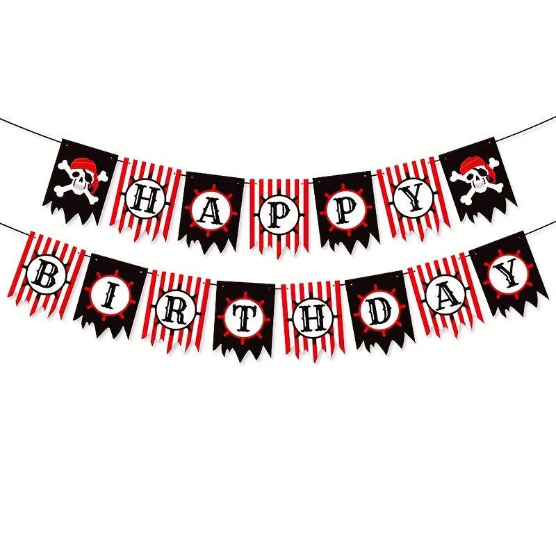 Pirates Themed Party Birthday Decoration Banner Spiral Pendant Flag Cake Insert