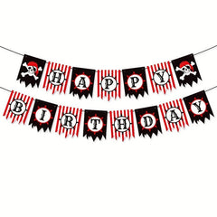 Pirates Themed Party Birthday Decoration Banner Spiral Pendant Flag Cake Insert