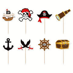 Pirates Themed Party Birthday Decoration Banner Spiral Pendant Flag Cake Insert