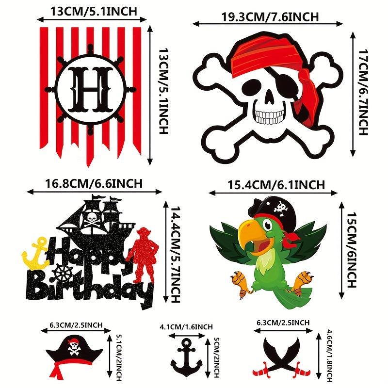 Pirates Themed Party Birthday Decoration Banner Spiral Pendant Flag Cake Insert