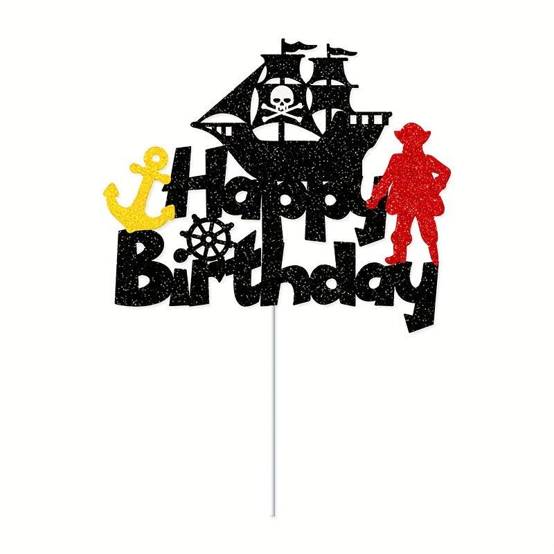 Pirates Themed Party Birthday Decoration Banner Spiral Pendant Flag Cake Insert