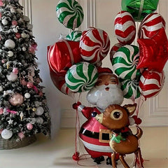 2pcs Santa Reindeer Foil Balloons Christmas Party Decorations Inflatable Toys