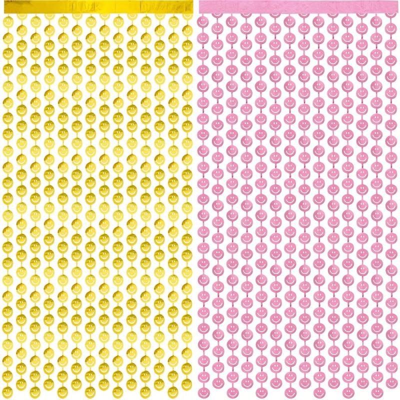 Smiley Face Macaron Rain Silk Curtain, Party Decoration Supplies