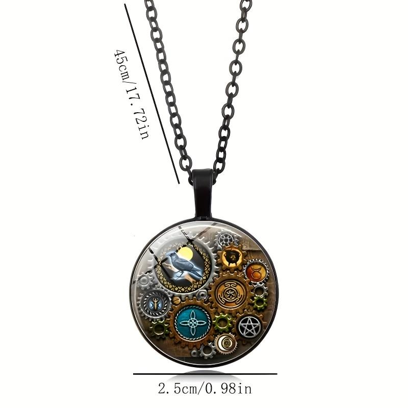 Gothic Witch Steampunk Glass Pendant Necklace Halloween Decor