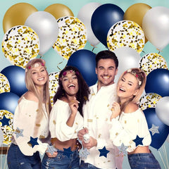 Navy/Golden Confetti Balloons 30 Pearl/Golden Metallic Balloons Party Decoration