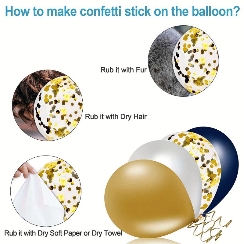 Navy/Golden Confetti Balloons 30 Pearl/Golden Metallic Balloons Party Decoration