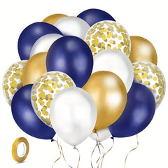 Navy/Golden Confetti Balloons 30 Pearl/Golden Metallic Balloons Party Decoration