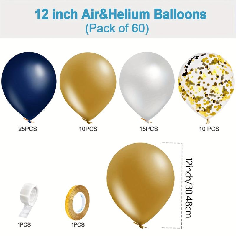 Navy/Golden Confetti Balloons 30 Pearl/Golden Metallic Balloons Party Decoration