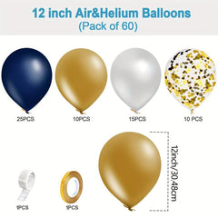 Navy/Golden Confetti Balloons 30 Pearl/Golden Metallic Balloons Party Decoration