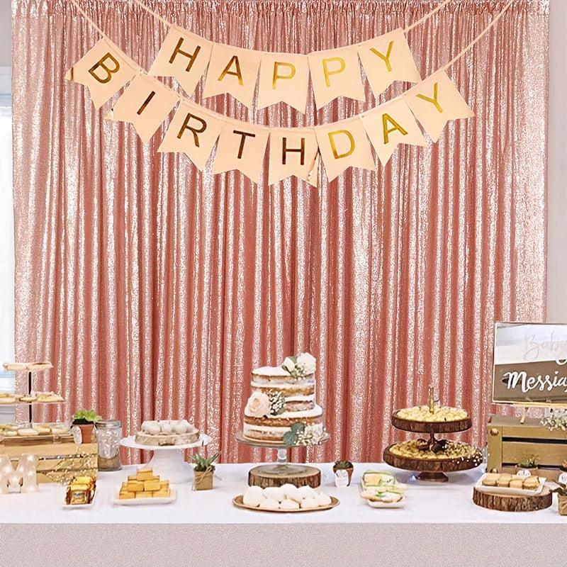 Rose Gold Sequin Mesh Banner for Party Supplies