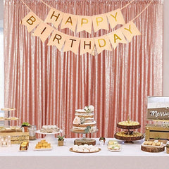 Rose Gold Sequin Mesh Banner for Party Supplies