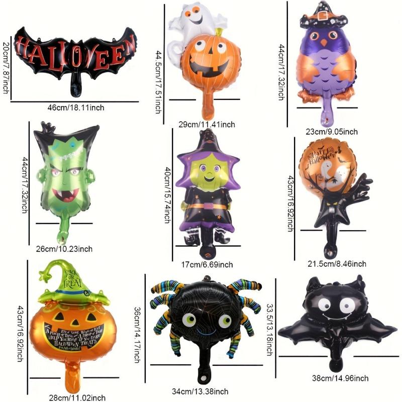 9pcs Halloween Foil Balloon Set Pumpkin Spider Bat Party Decoration