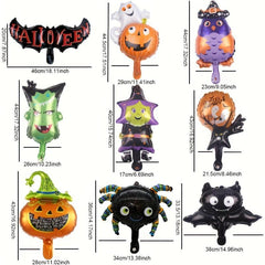 9pcs Halloween Foil Balloon Set Pumpkin Spider Bat Party Decoration