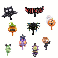 9pcs Halloween Foil Balloon Set Pumpkin Spider Bat Party Decoration