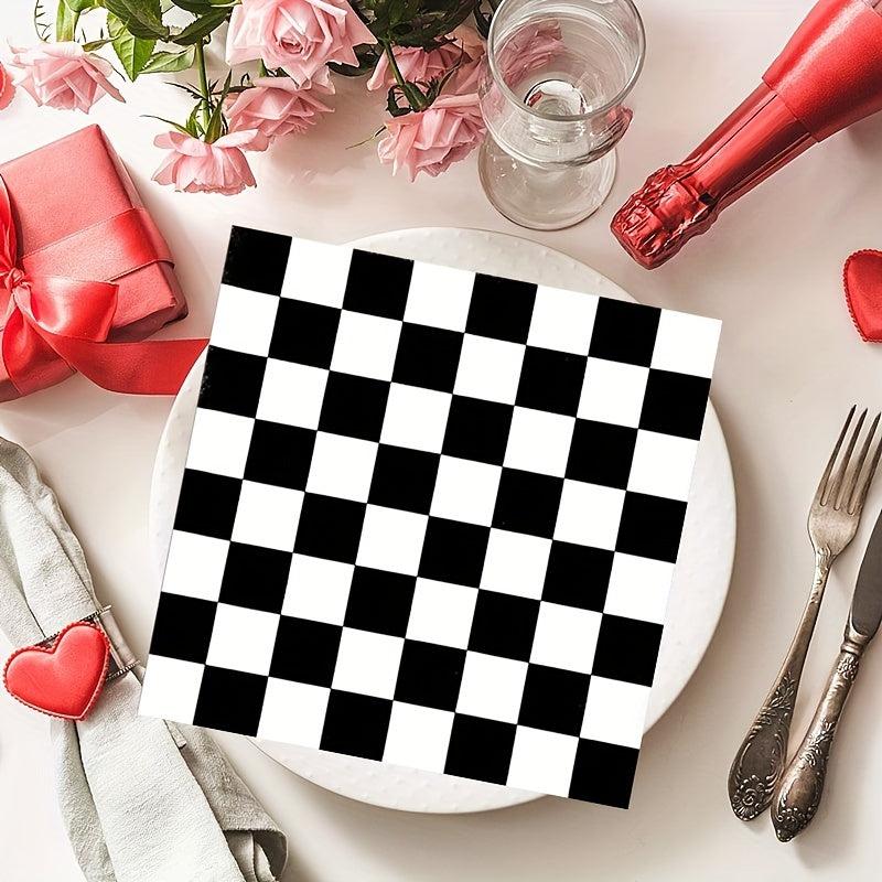 20pcs Racing Flag Print Napkins for Car Birthday Party Supplies