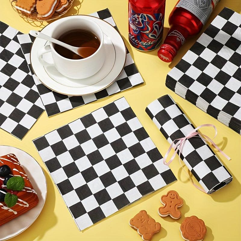 20pcs Racing Flag Print Napkins for Car Birthday Party Supplies