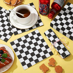 20pcs Racing Flag Print Napkins for Car Birthday Party Supplies