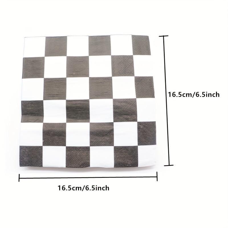 20pcs Racing Flag Print Napkins for Car Birthday Party Supplies