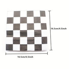 20pcs Racing Flag Print Napkins for Car Birthday Party Supplies