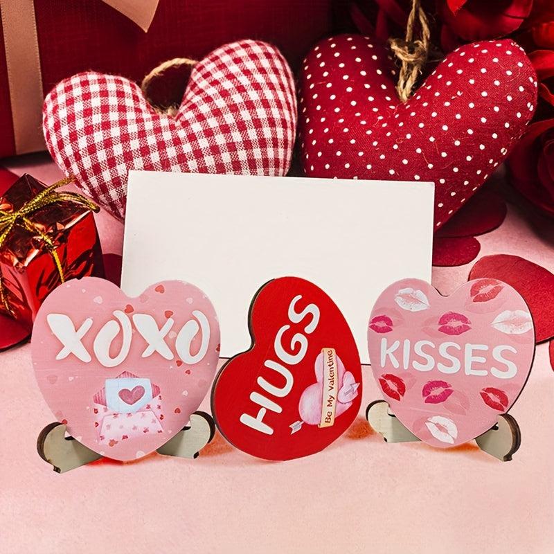 3pcs Wooden Crafts Pendant Love Heart Holiday Decoration