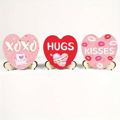 3pcs Wooden Crafts Pendant Love Heart Holiday Decoration