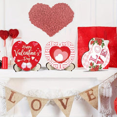3pcs Wooden Crafts Pendant Love Heart Holiday Decoration