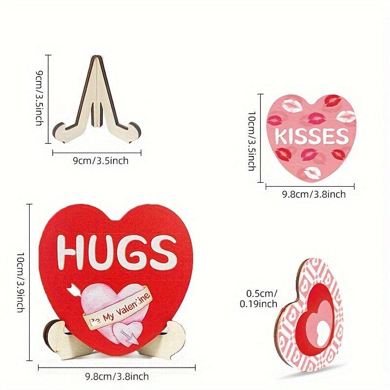 3pcs Wooden Crafts Pendant Love Heart Holiday Decoration