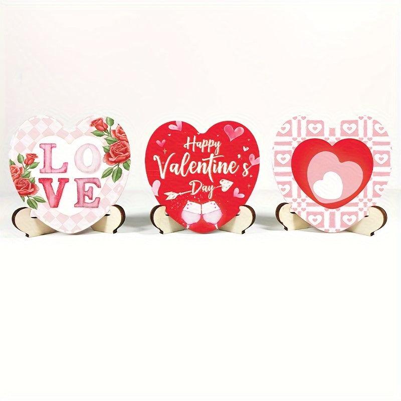 3pcs Wooden Crafts Pendant Love Heart Holiday Decoration