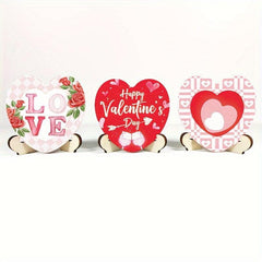3pcs Wooden Crafts Pendant Love Heart Holiday Decoration