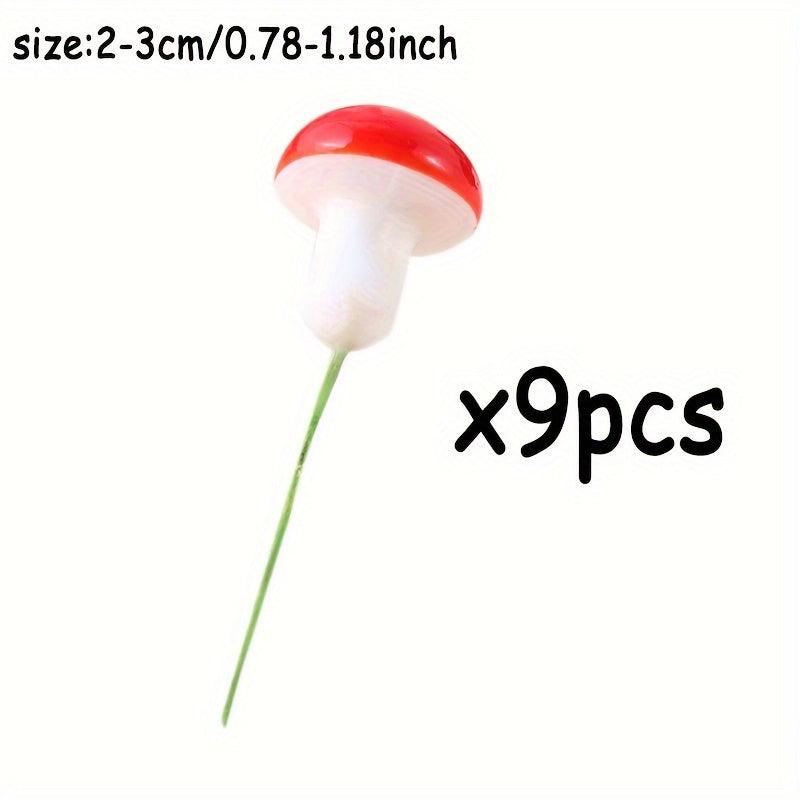 9pcs Mini Foam Red Simulated Mushroom DIY Landscape Bonsai Decor