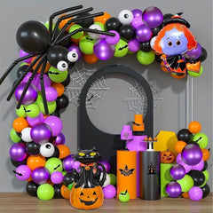 114pc Halloween Balloons Set - Cat Pumpkin Witch Spider Balloons