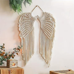Bohemian Angels Wing Macrame Wall Hanging Tapestry with Tassels