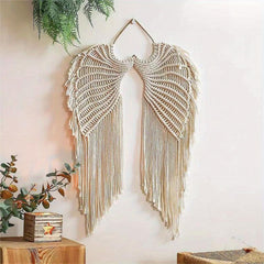 Bohemian Angels Wing Macrame Wall Hanging Tapestry with Tassels