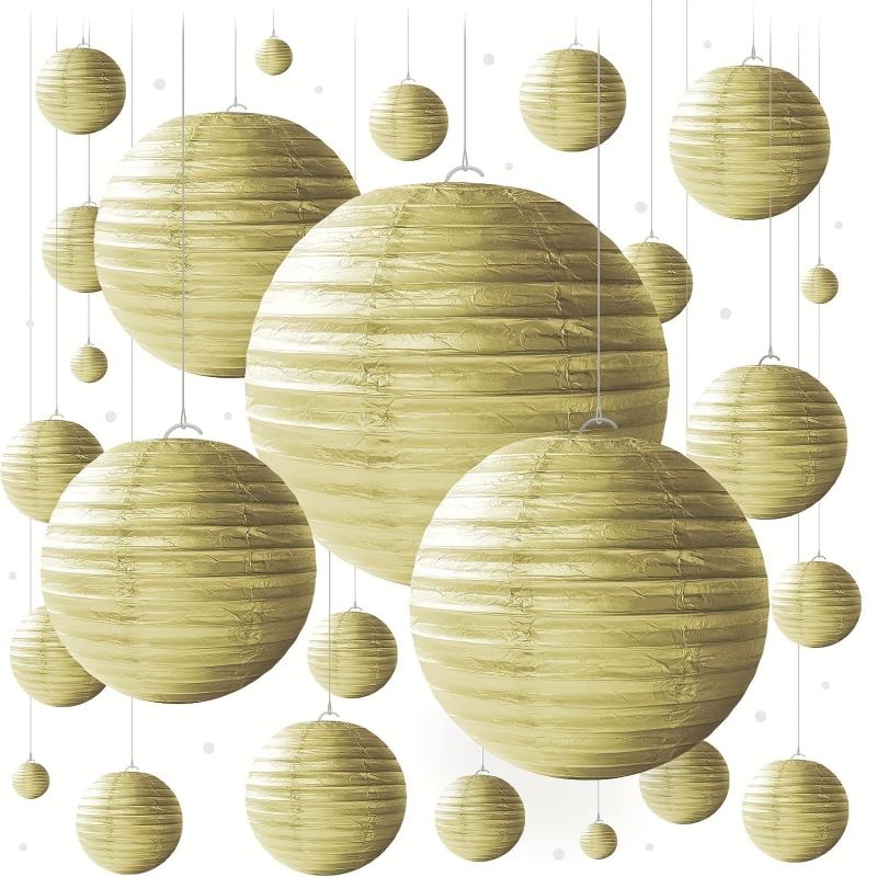 25pcs Golden Paper Lantern Set for Birthdays Weddings