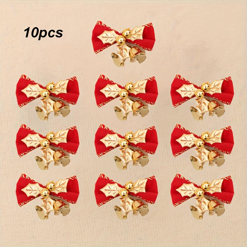 10pcs Christmas Butterfly Tie Bell Christmas Gift Decoration