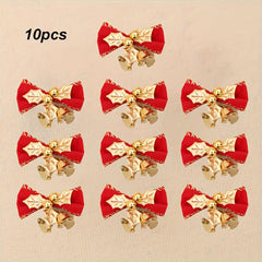 10pcs Christmas Butterfly Tie Bell Christmas Gift Decoration