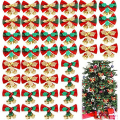 10pcs Christmas Butterfly Tie Bell Christmas Gift Decoration
