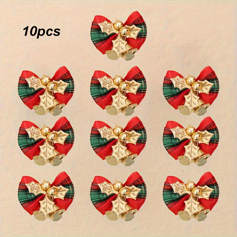 10pcs Christmas Butterfly Tie Bell Christmas Gift Decoration