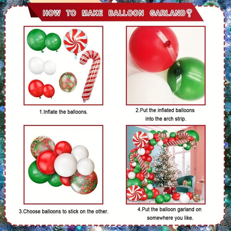 153pcs Red Green Foil Christmas Balloon Set