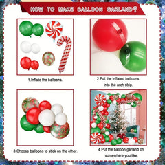 153pcs Red Green Foil Christmas Balloon Set