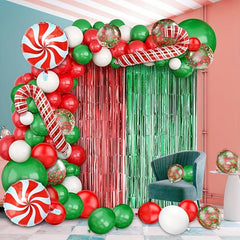 153pcs Red Green Foil Christmas Balloon Set