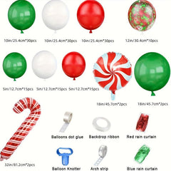 153pcs Red Green Foil Christmas Balloon Set