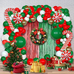 153pcs Red Green Foil Christmas Balloon Set
