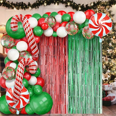 153pcs Red Green Foil Christmas Balloon Set