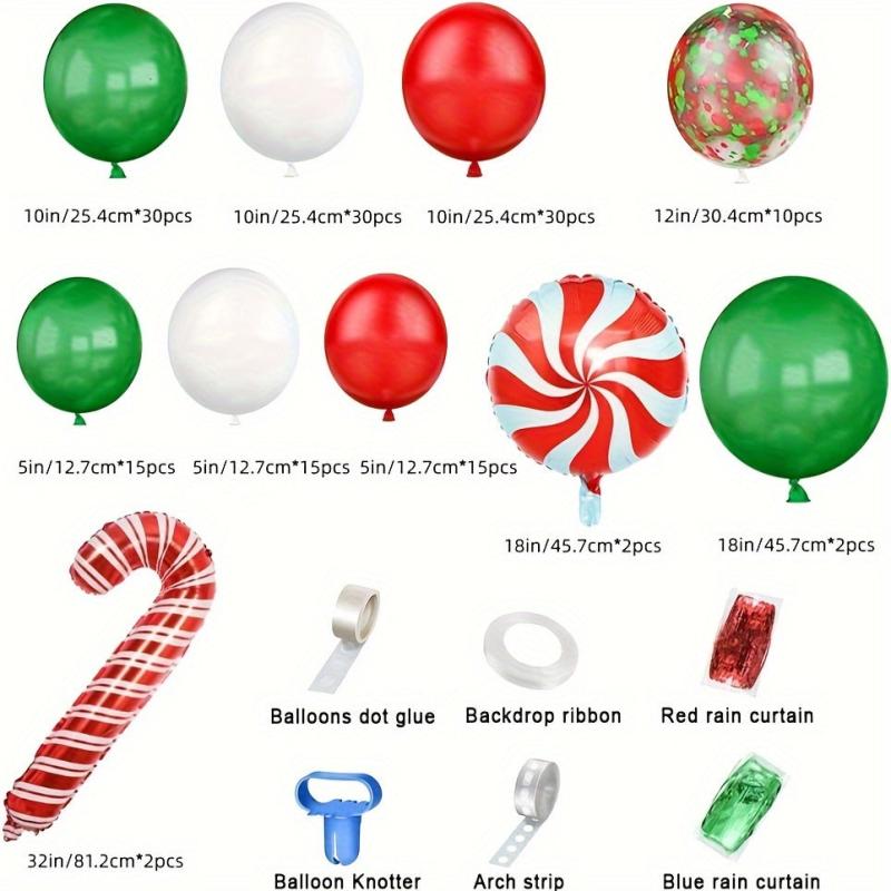 153pcs Red Green Foil Christmas Balloon Set
